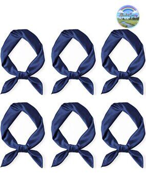 Satin Neck Scarf 6 Pack Square Handkerchief Silky Polyester